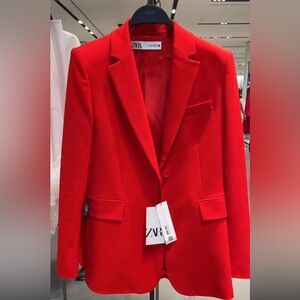 NEW WITH TAG ZARA TAILORED BLAZER XS RED